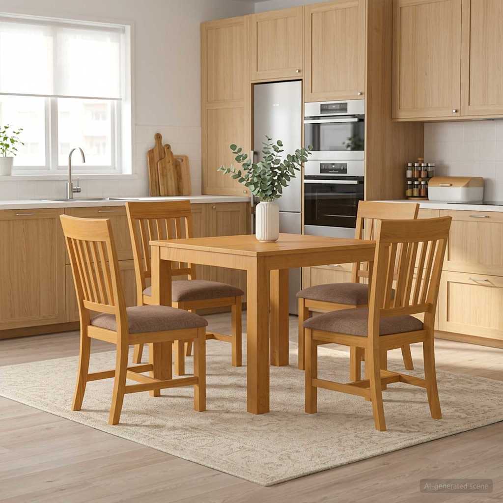 vidaXL Dining Set 5 pcs Grey Solid Oak Wood 1