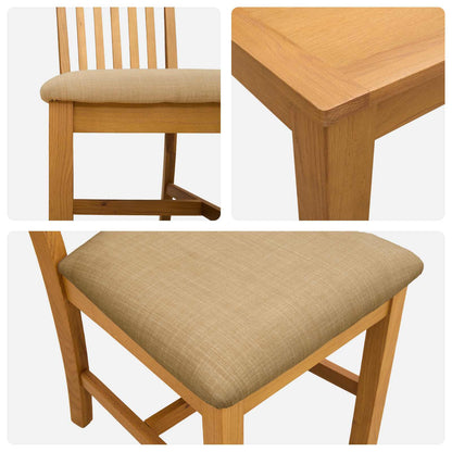 vidaXL Dining Set 5 pcs Beige Solid Oak Wood 6