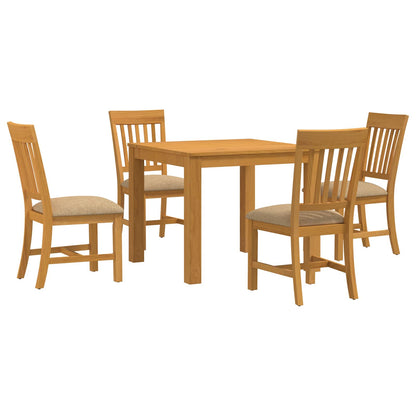vidaXL Dining Set 5 pcs Beige Solid Oak Wood 2