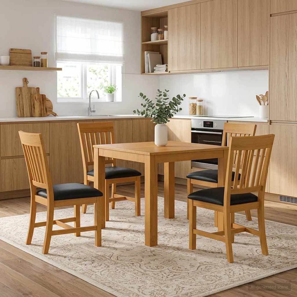 vidaXL Dining Set 5 pcs Black Solid Oak Wood 1