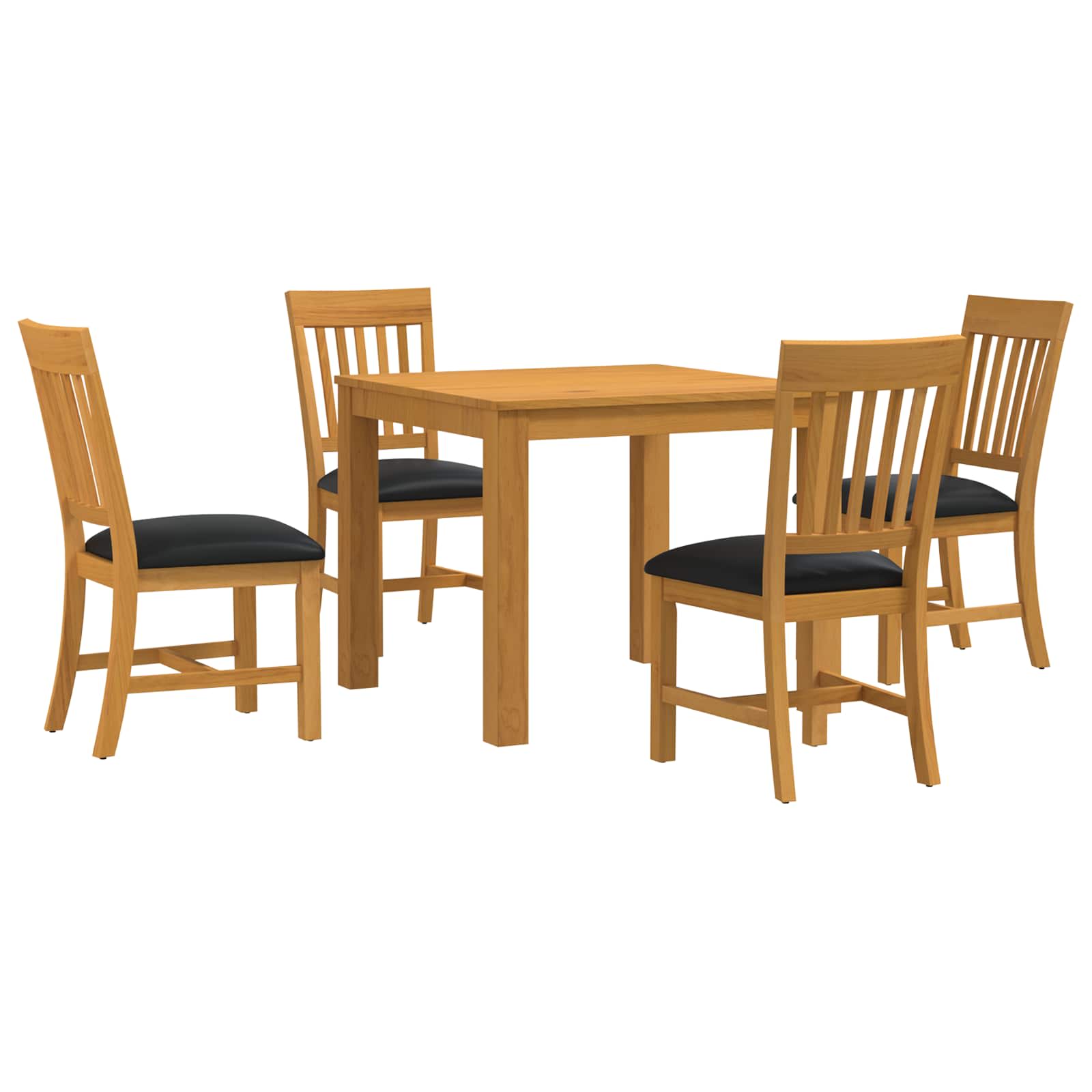 vidaXL Dining Set 5 pcs Black Solid Oak Wood 2