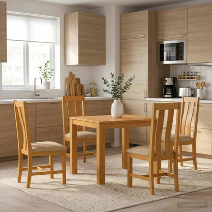 vidaXL Dining Set 5 pcs Beige Solid Oak Wood 1