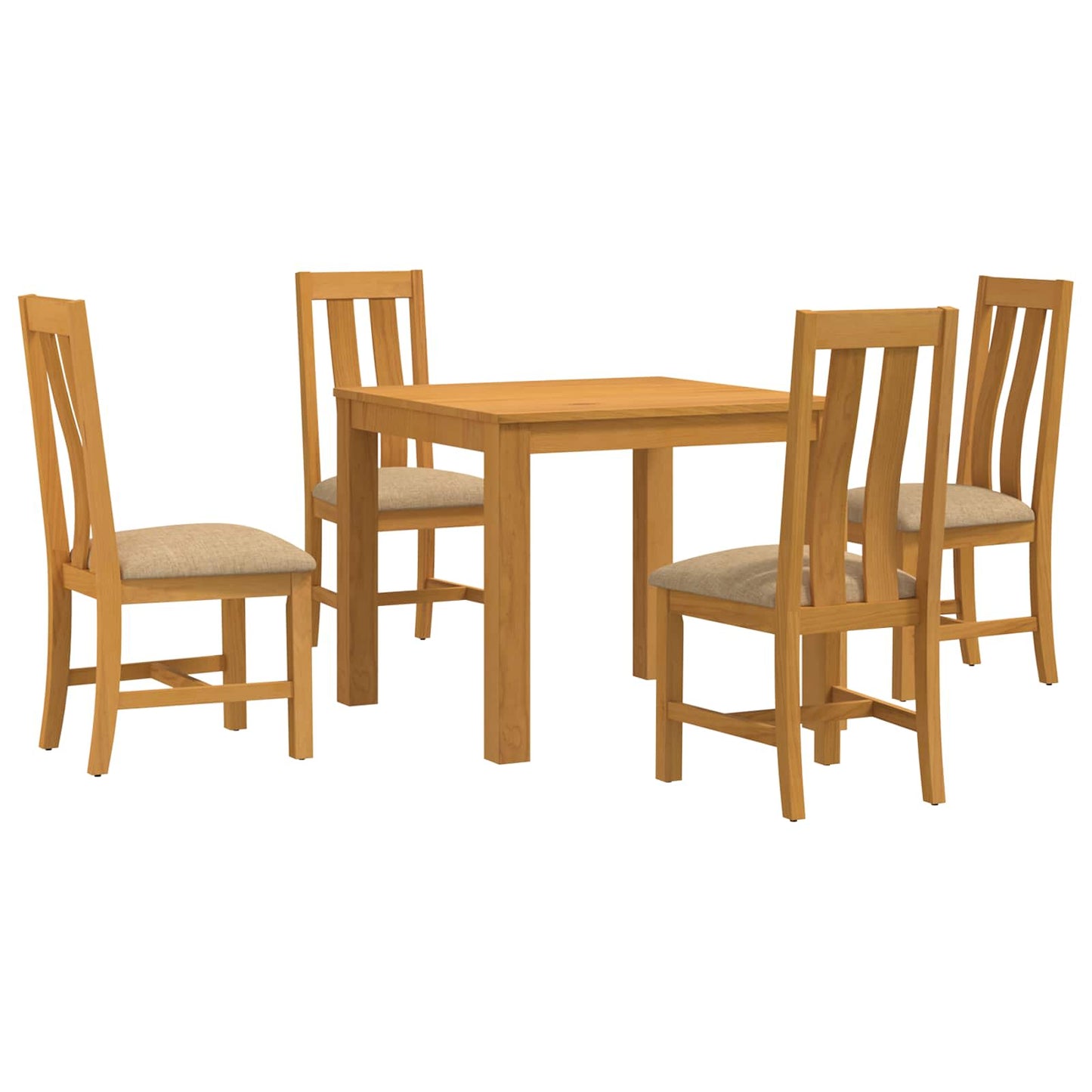 vidaXL Dining Set 5 pcs Beige Solid Oak Wood 2