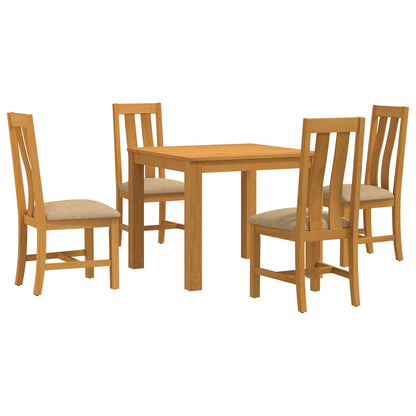 vidaXL Dining Set 5 pcs Beige Solid Oak Wood 2