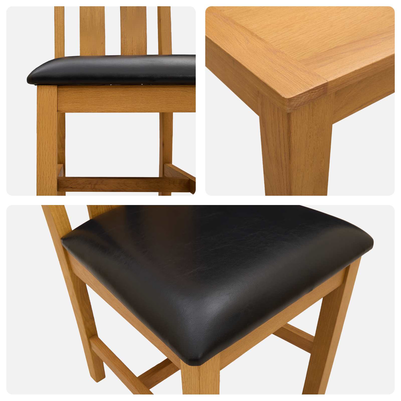 vidaXL Dining Set 5 pcs Black Solid Oak Wood 6