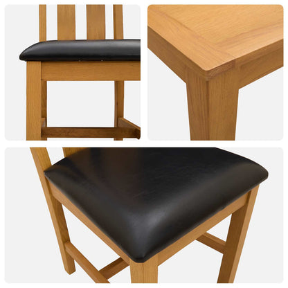 vidaXL Dining Set 5 pcs Black Solid Oak Wood 6