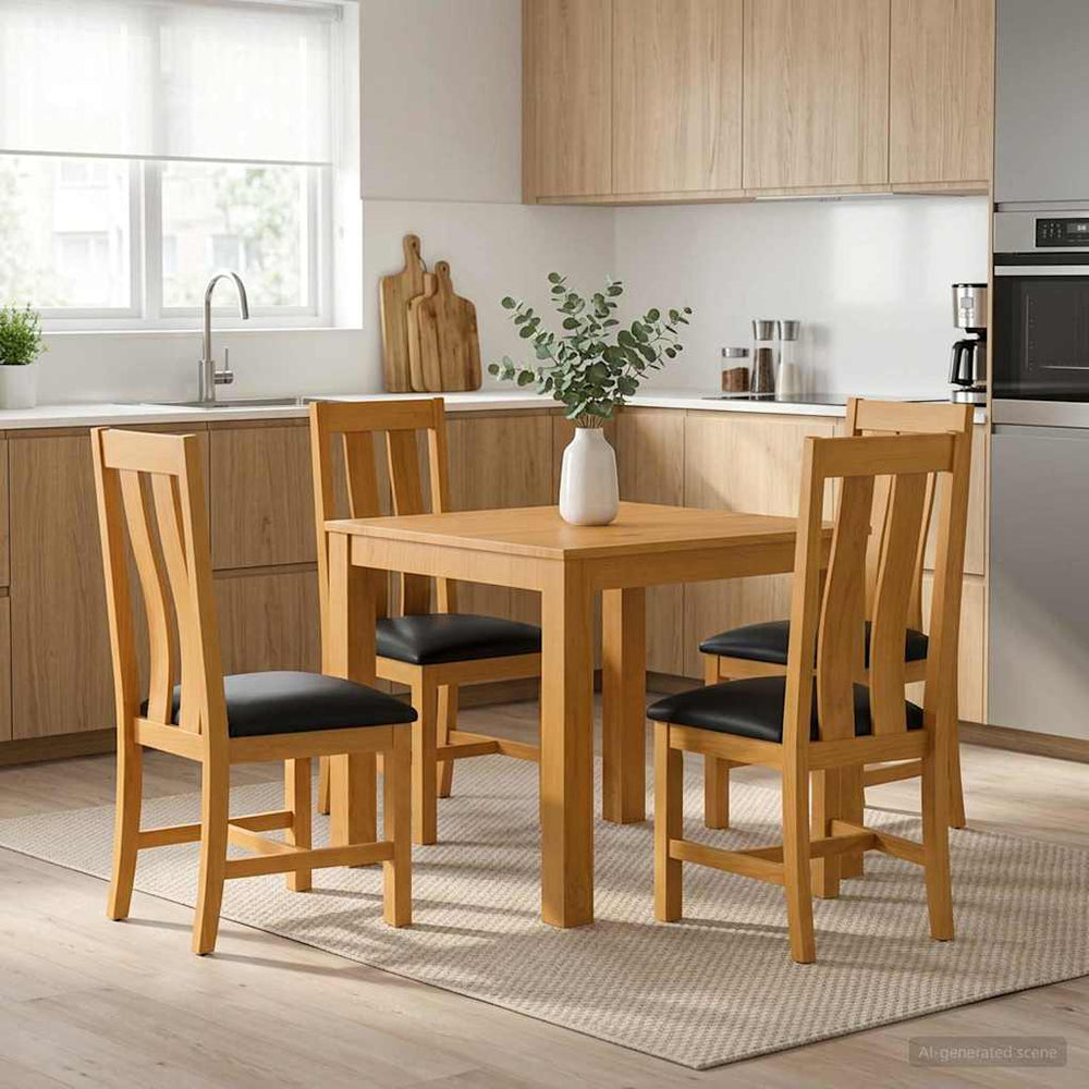 vidaXL Dining Set 5 pcs Black Solid Oak Wood