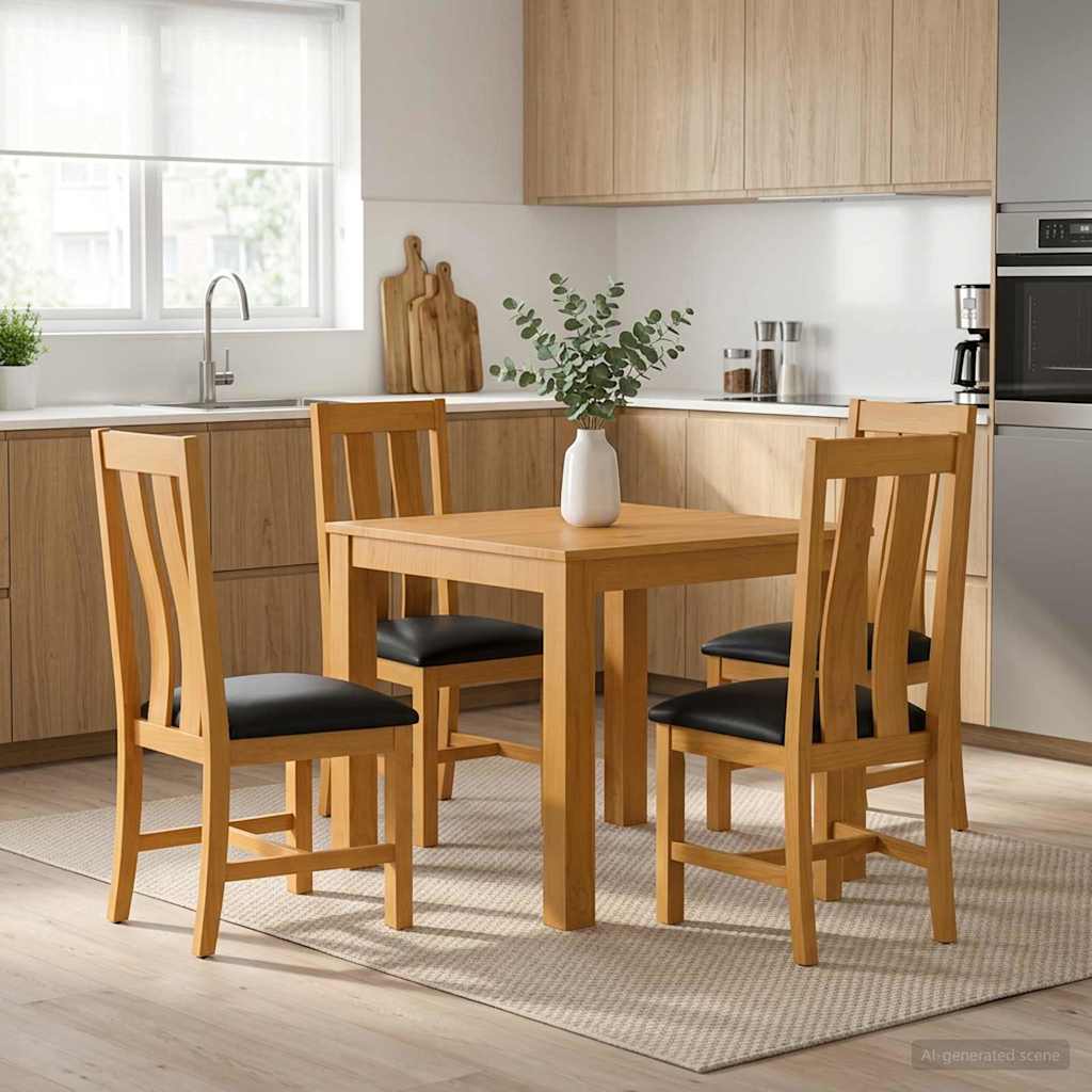 vidaXL Dining Set 5 pcs Black Solid Oak Wood 1