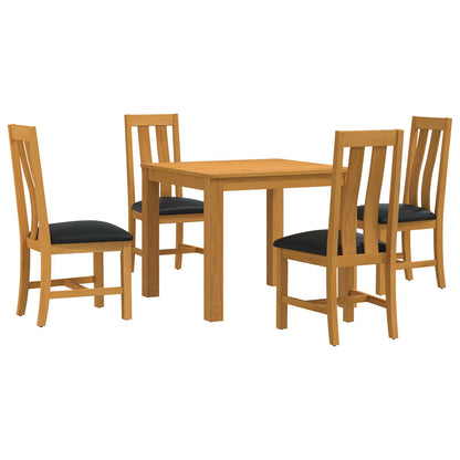 vidaXL Dining Set 5 pcs Black Solid Oak Wood 2
