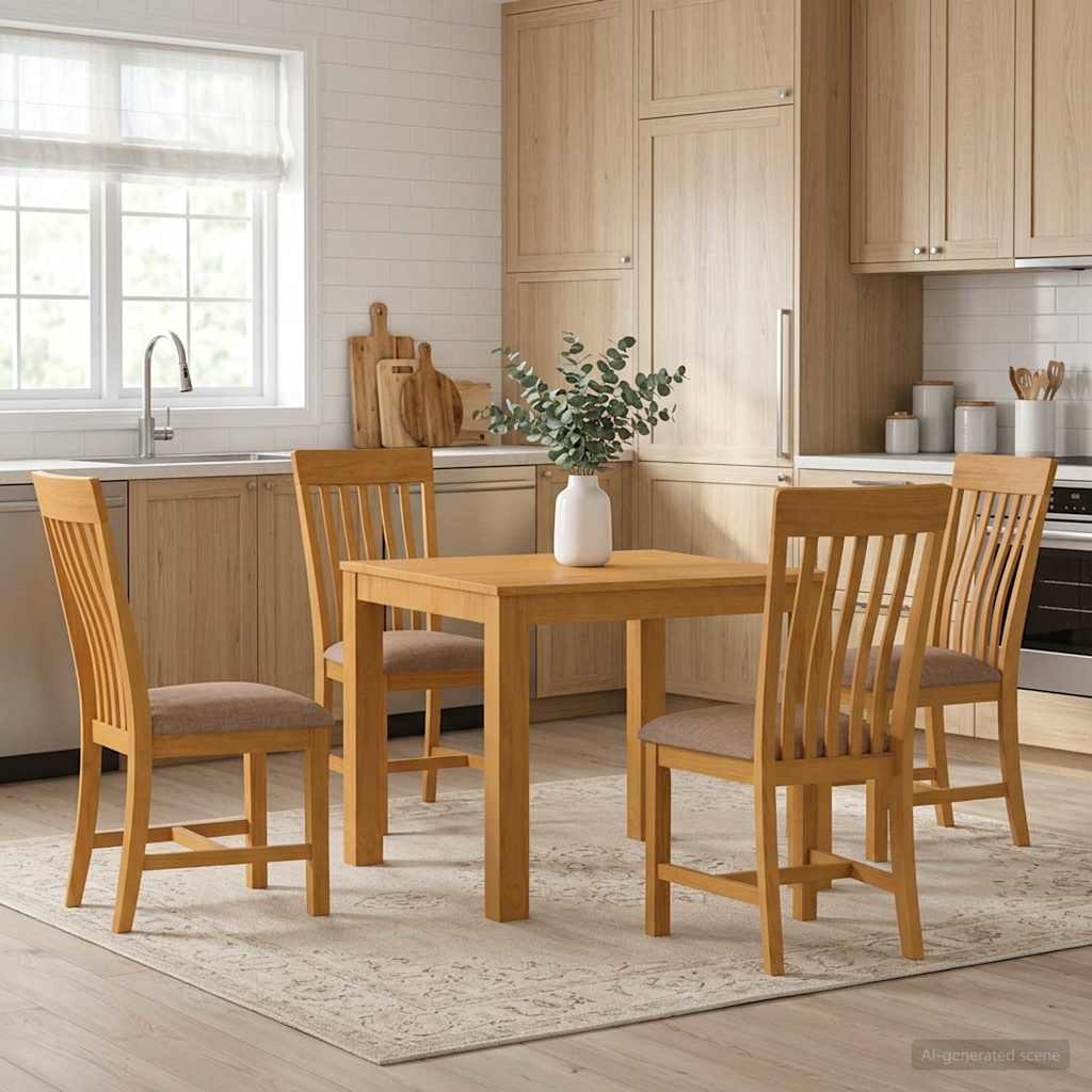 vidaXL Dining Set 5 pcs Grey Solid Oak Wood 1