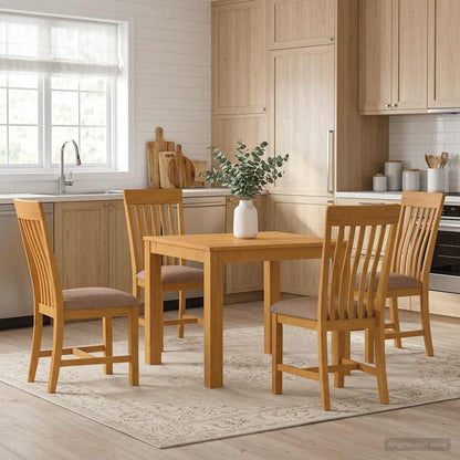 vidaXL Dining Set 5 pcs Grey Solid Oak Wood 1