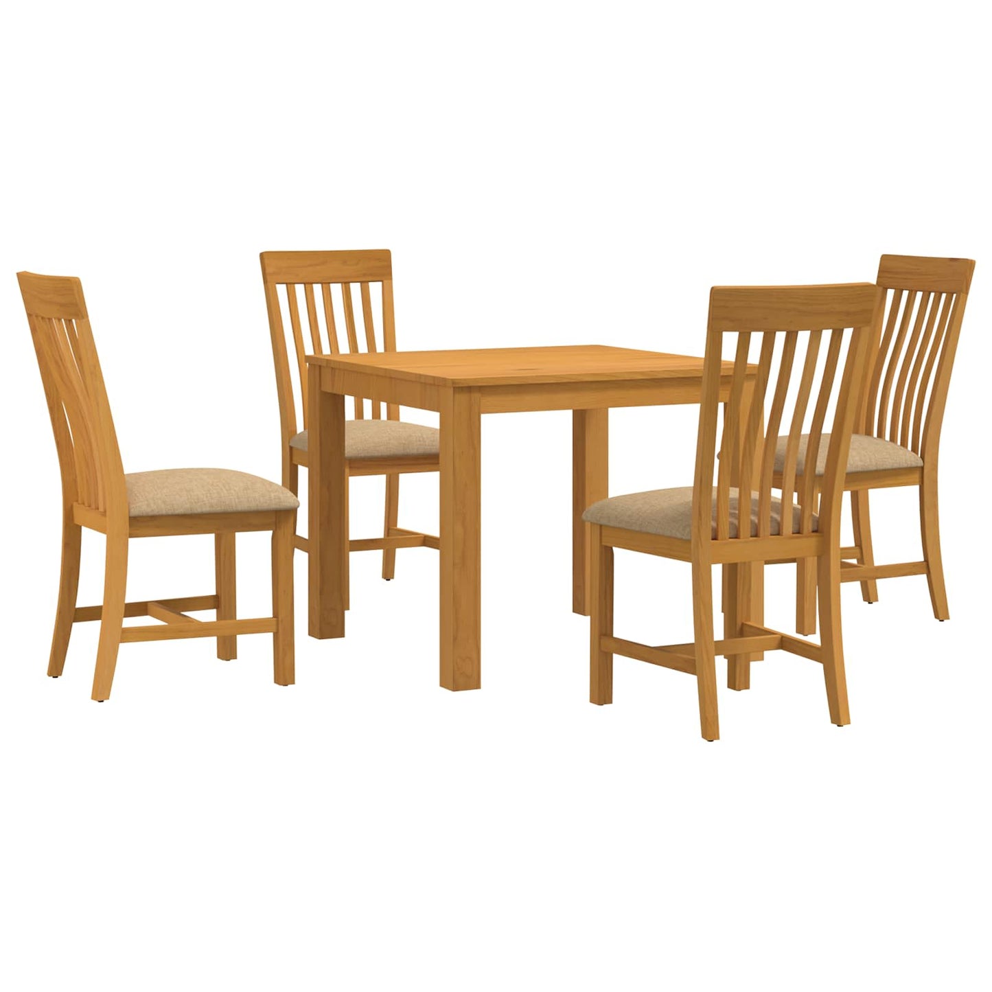 vidaXL Dining Set 5 pcs Beige Solid Oak Wood 2
