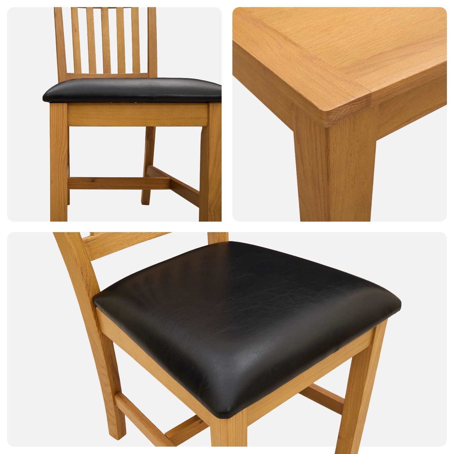 vidaXL Dining Set 5 pcs Black Solid Oak Wood 6