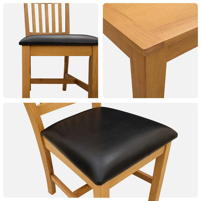 vidaXL Dining Set 5 pcs Black Solid Oak Wood 6