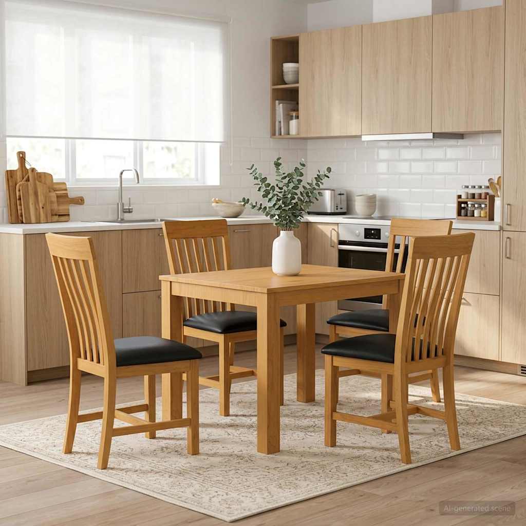 vidaXL Dining Set 5 pcs Black Solid Oak Wood 1