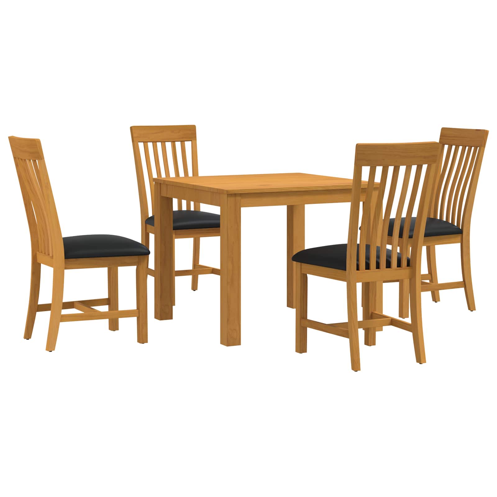 vidaXL Dining Set 5 pcs Black Solid Oak Wood 2
