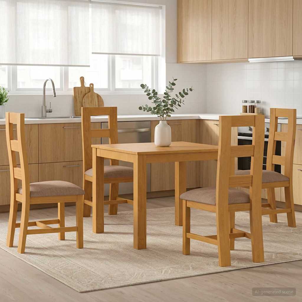 vidaXL Dining Set 5 pcs Grey Solid Oak Wood 1
