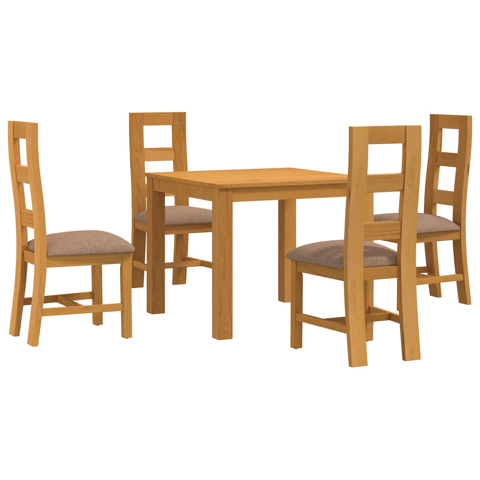 vidaXL Dining Set 5 pcs Grey Solid Oak Wood 2