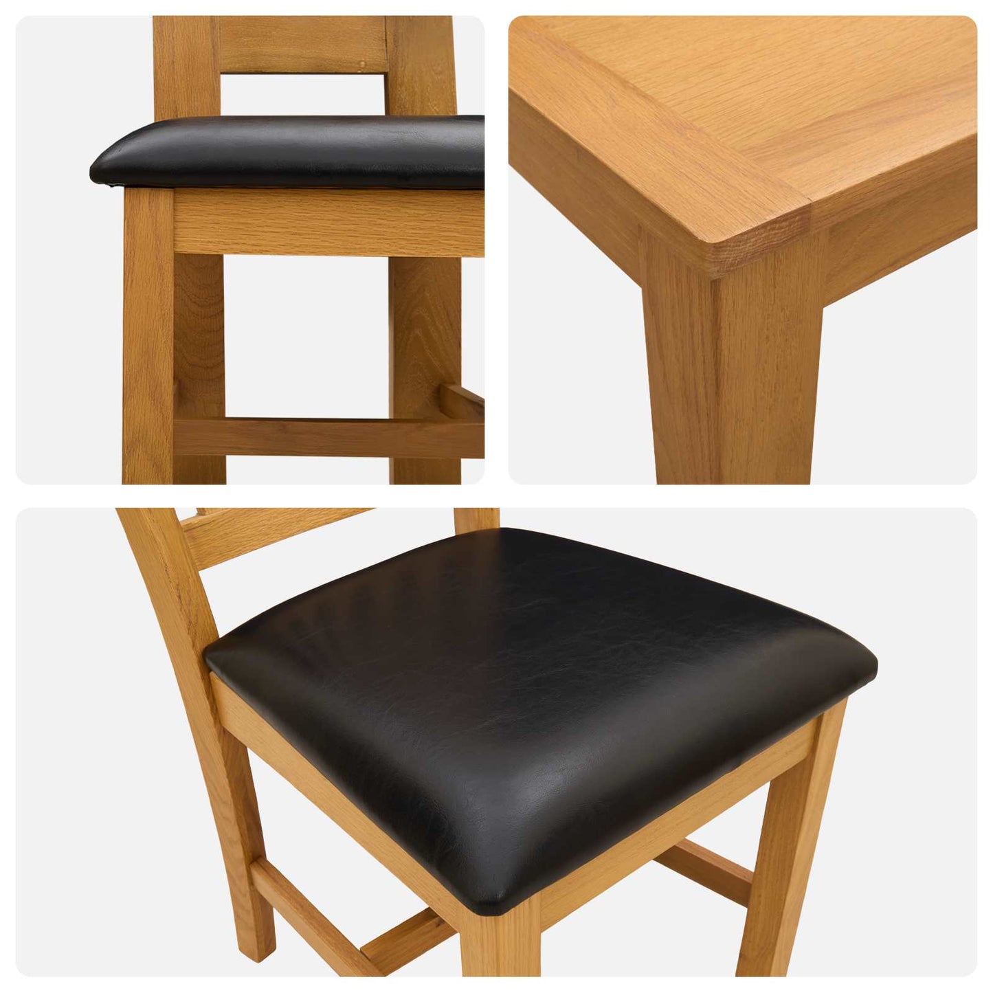 vidaXL Dining Set 5 pcs Black Solid Oak Wood 6
