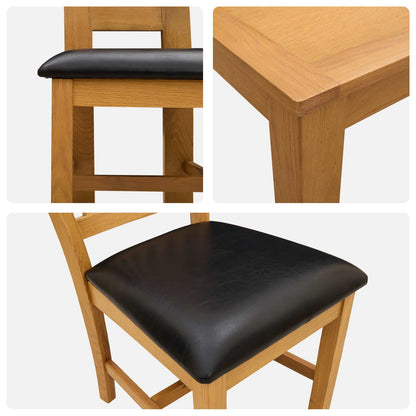 vidaXL Dining Set 5 pcs Black Solid Oak Wood 6
