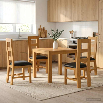 vidaXL Dining Set 5 pcs Black Solid Oak Wood 1