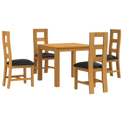 vidaXL Dining Set 5 pcs Black Solid Oak Wood 2