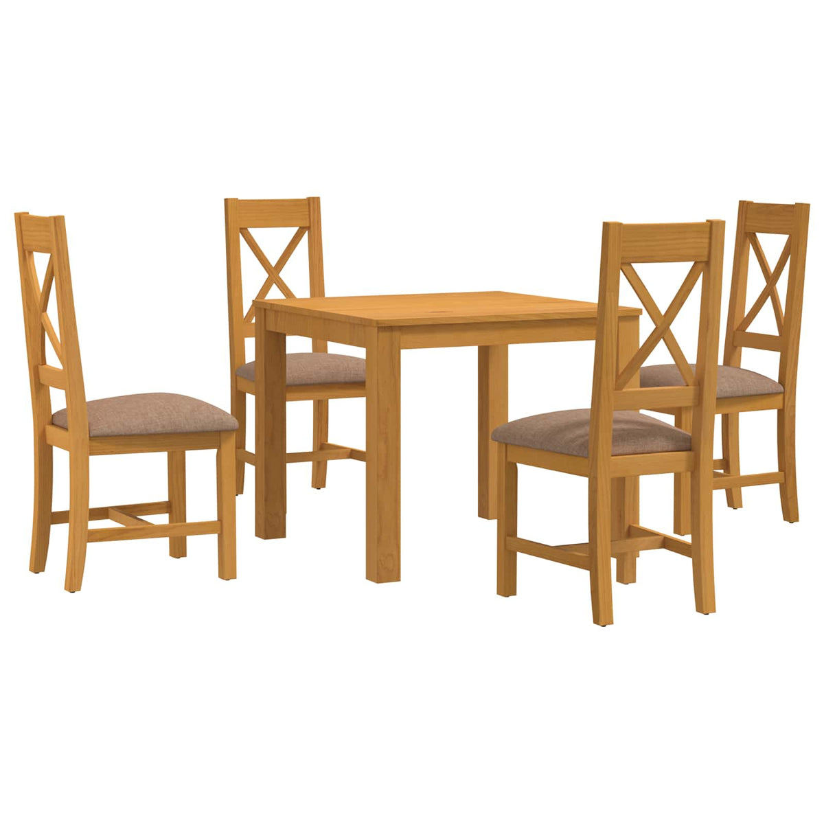 Dining Set TIEL 5 pcs Solid Oak Wood Grey 90 cm 90 cm Table + 4x chair