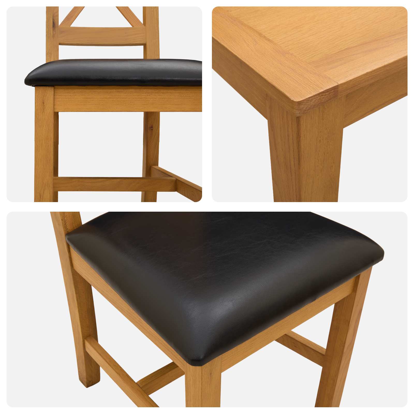 vidaXL Dining Set 5 pcs Black Solid Oak Wood 6