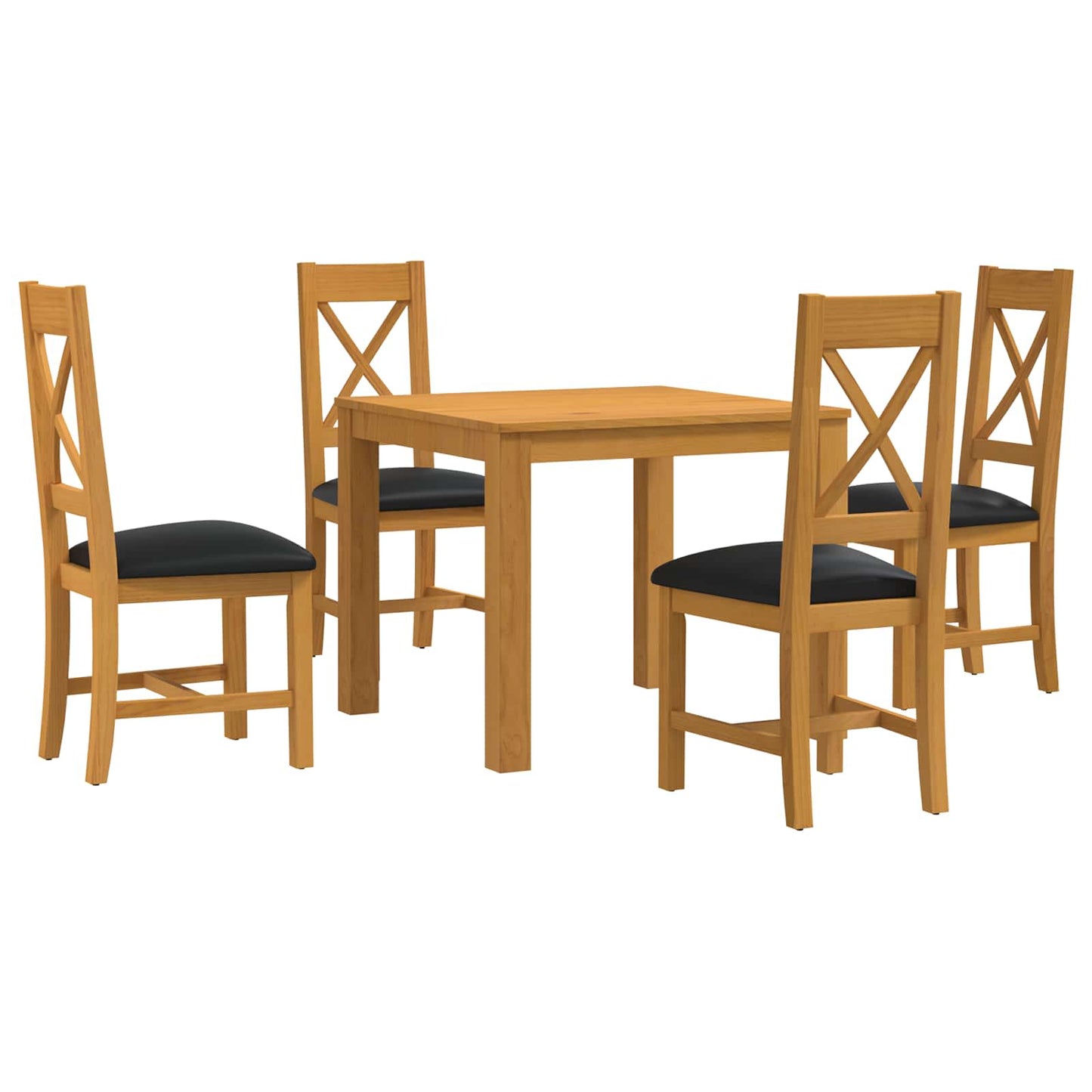 vidaXL Dining Set 5 pcs Black Solid Oak Wood 2