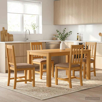 vidaXL Dining Set 5 pcs Grey Solid Oak Wood 1