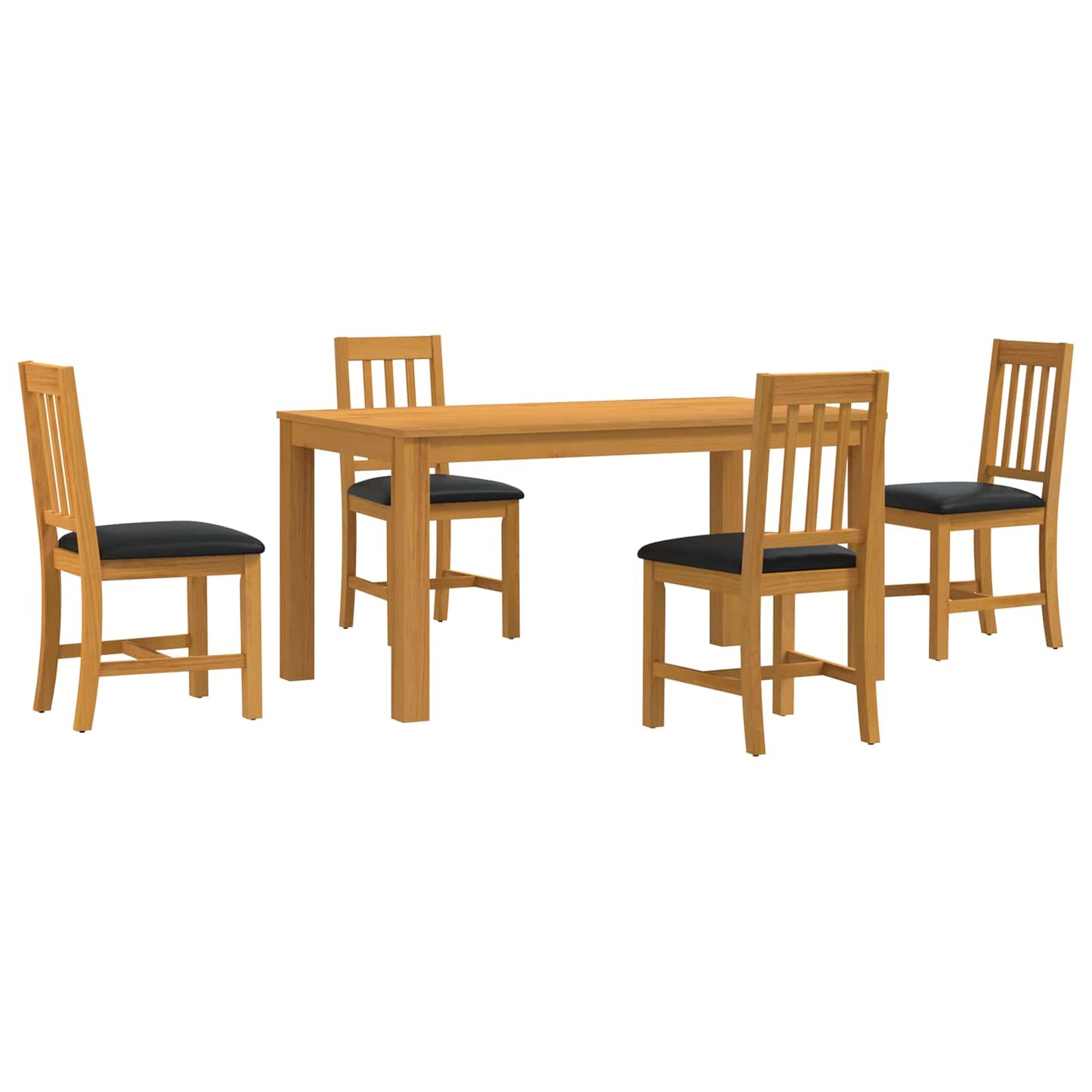 vidaXL Dining Set 5 pcs Black Solid Oak Wood 2