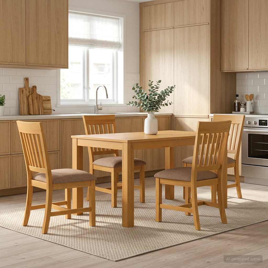 Dining Set 7 pcs Solid Oak Wood Grey 150 cm 85 cm Table + 4x chair