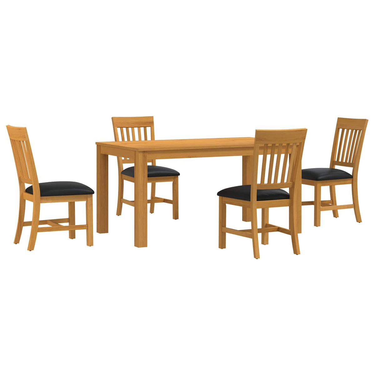 Dining Set 7 pcs Solid Oak Wood Black 150 cm 85 cm Table + 4x chair