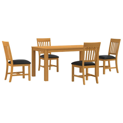 Dining Set 7 pcs Solid Oak Wood Black 150 cm 85 cm Table + 4x chair