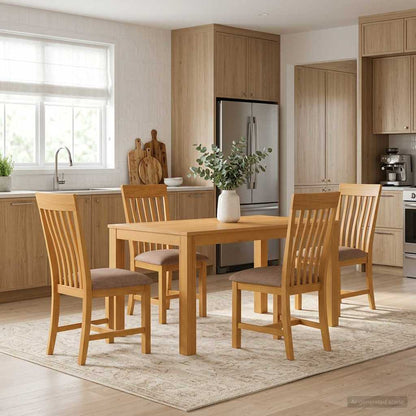 Dining Set RIJSWIJK 5 pcs Solid Oak Wood Grey 150 cm 85 cm Table + 4x chair