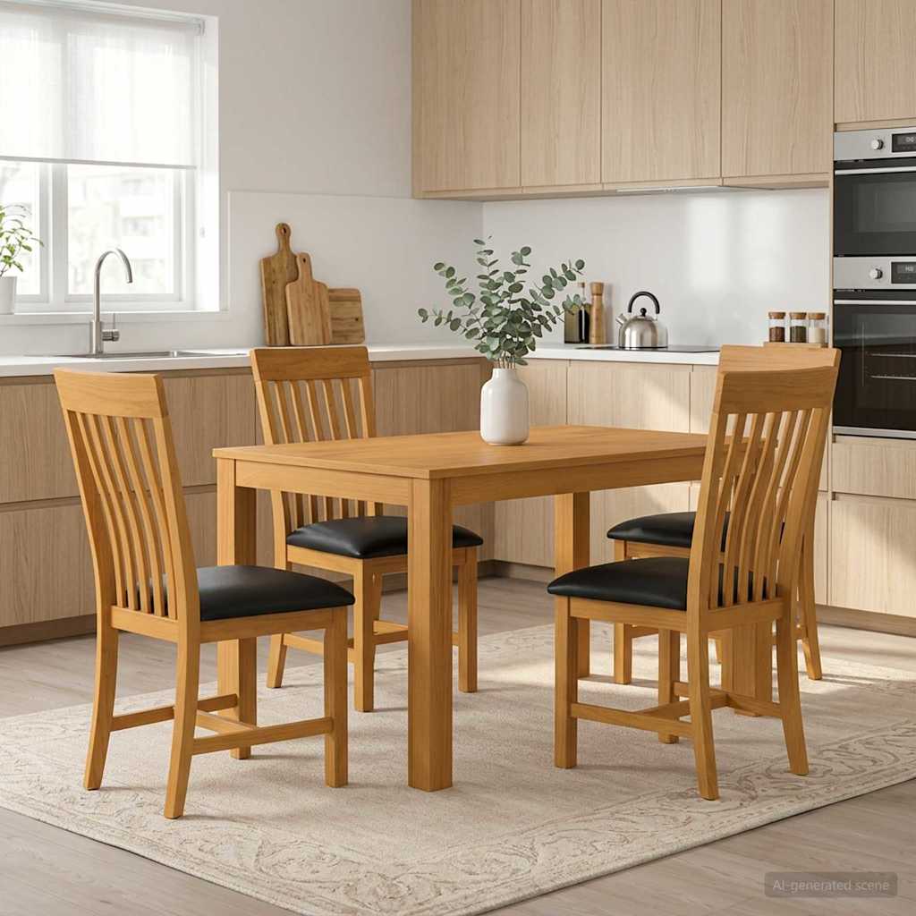 Dining Set RIJSWIJK 5 pcs Solid Oak Wood Black 150 cm 85 cm Table + 4x chair