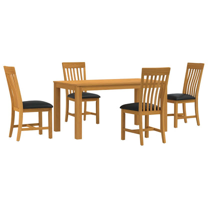 Dining Set RIJSWIJK 5 pcs Solid Oak Wood Black 150 cm 85 cm Table + 4x chair