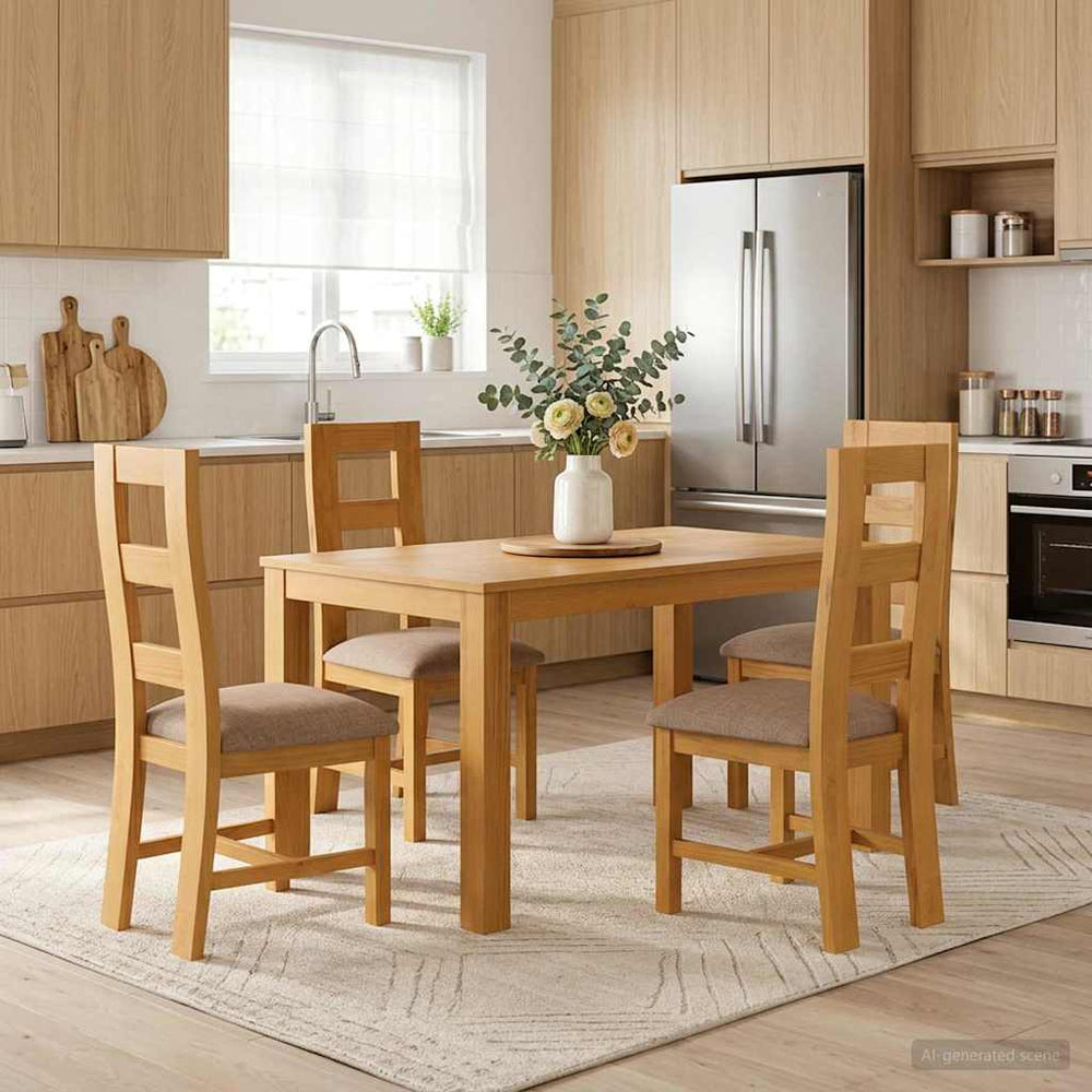 vidaXL Dining Set 5 pcs Grey Solid Oak Wood