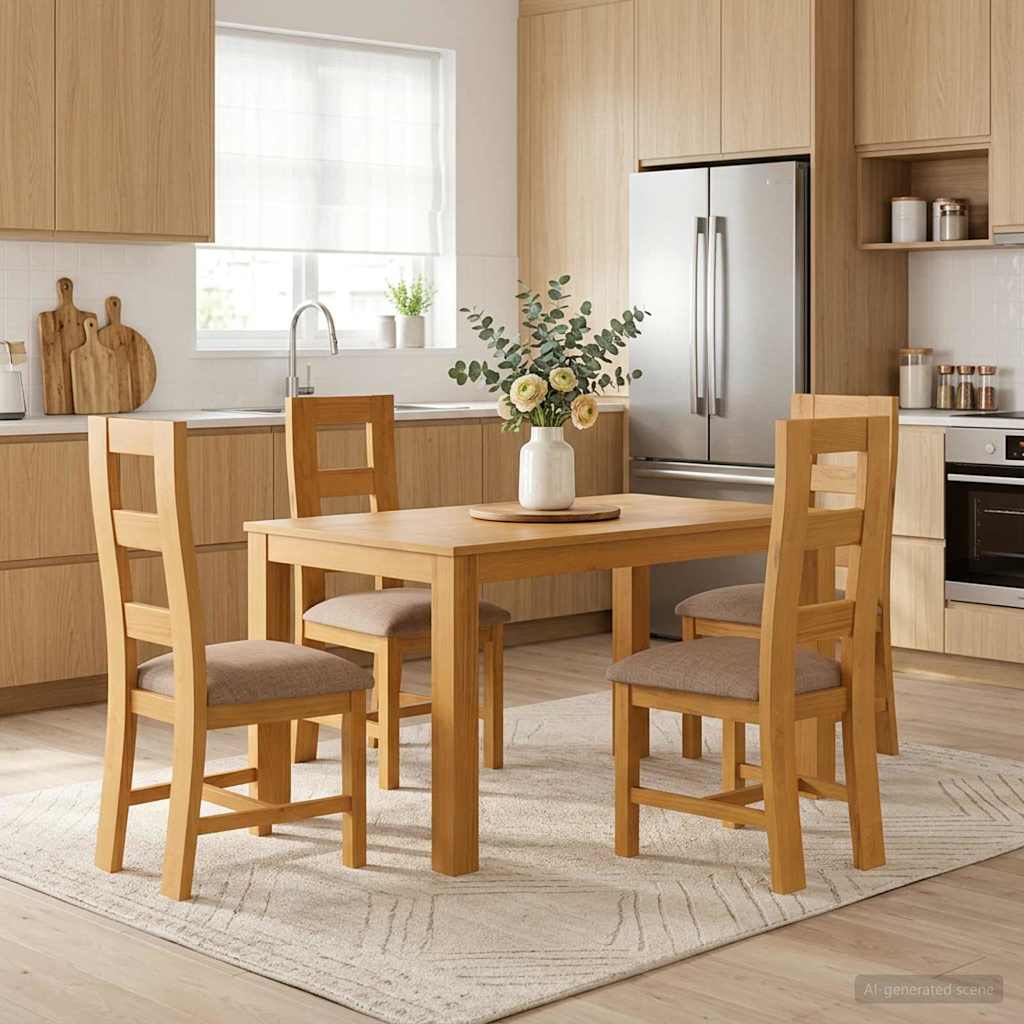 vidaXL Dining Set 5 pcs Grey Solid Oak Wood 1