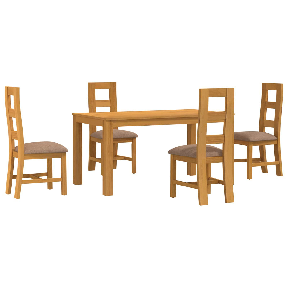 vidaXL Dining Set 5 pcs Grey Solid Oak Wood 2