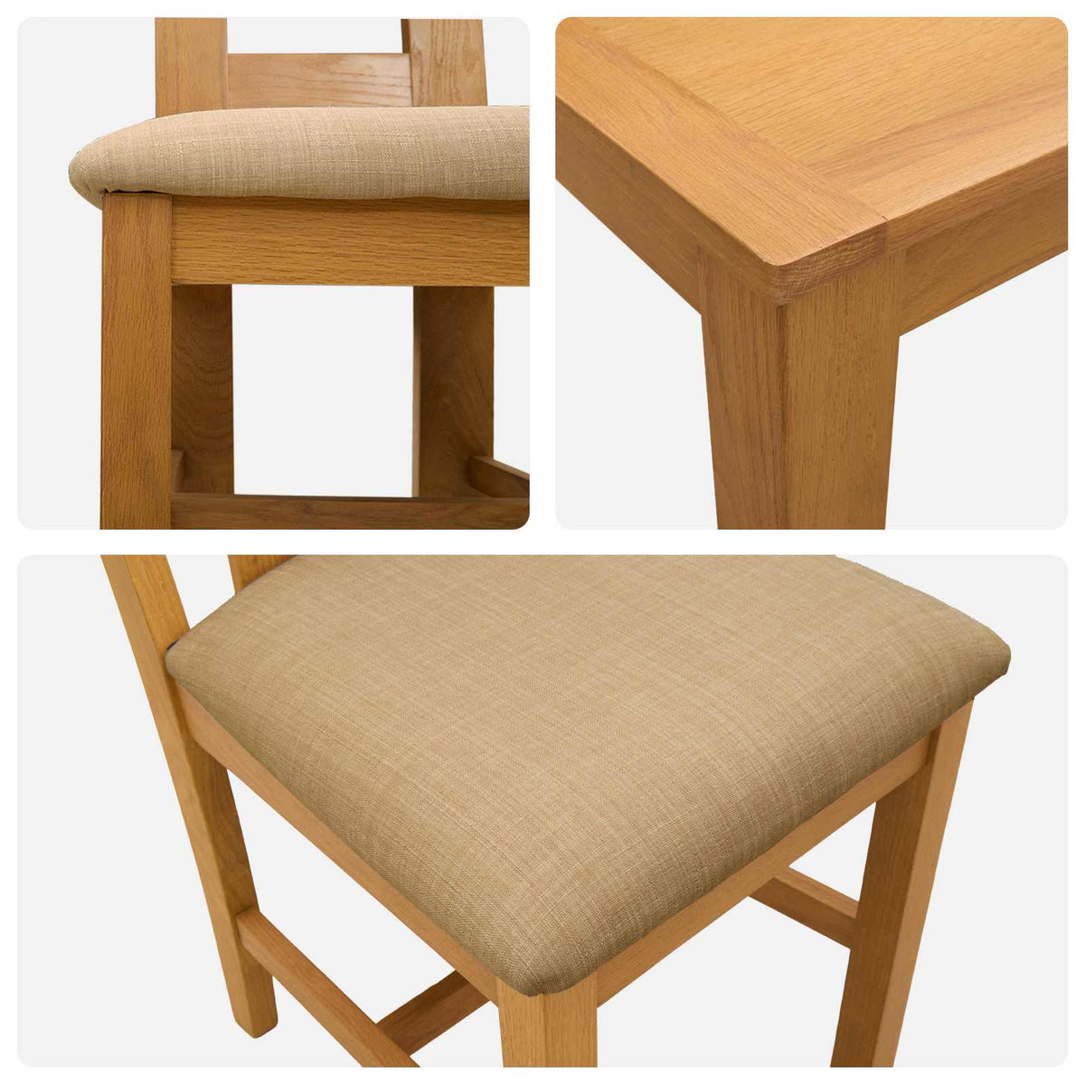 vidaXL Dining Set 5 pcs Beige Solid Oak Wood 6