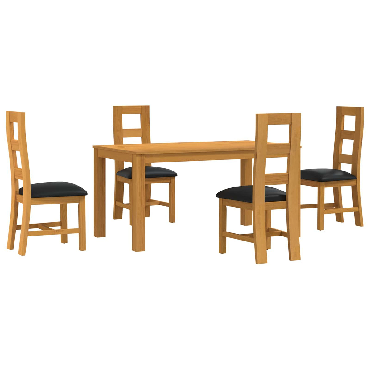 vidaXL Dining Set 5 pcs Black Solid Oak Wood 2