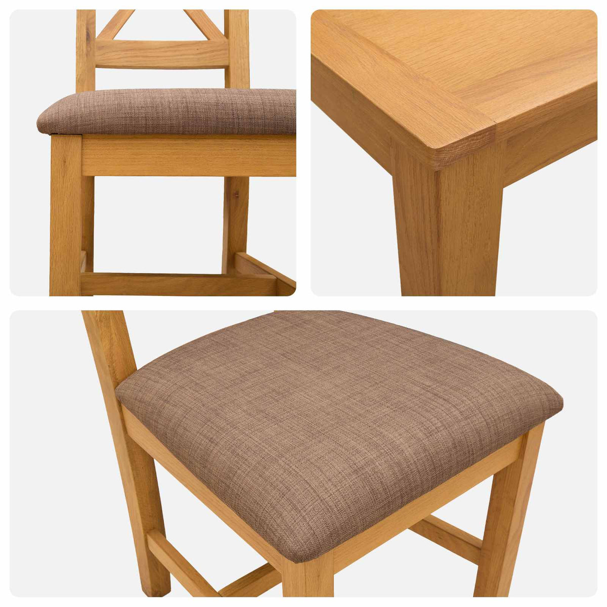 vidaXL Dining Set 5 pcs Grey Solid Oak Wood 6