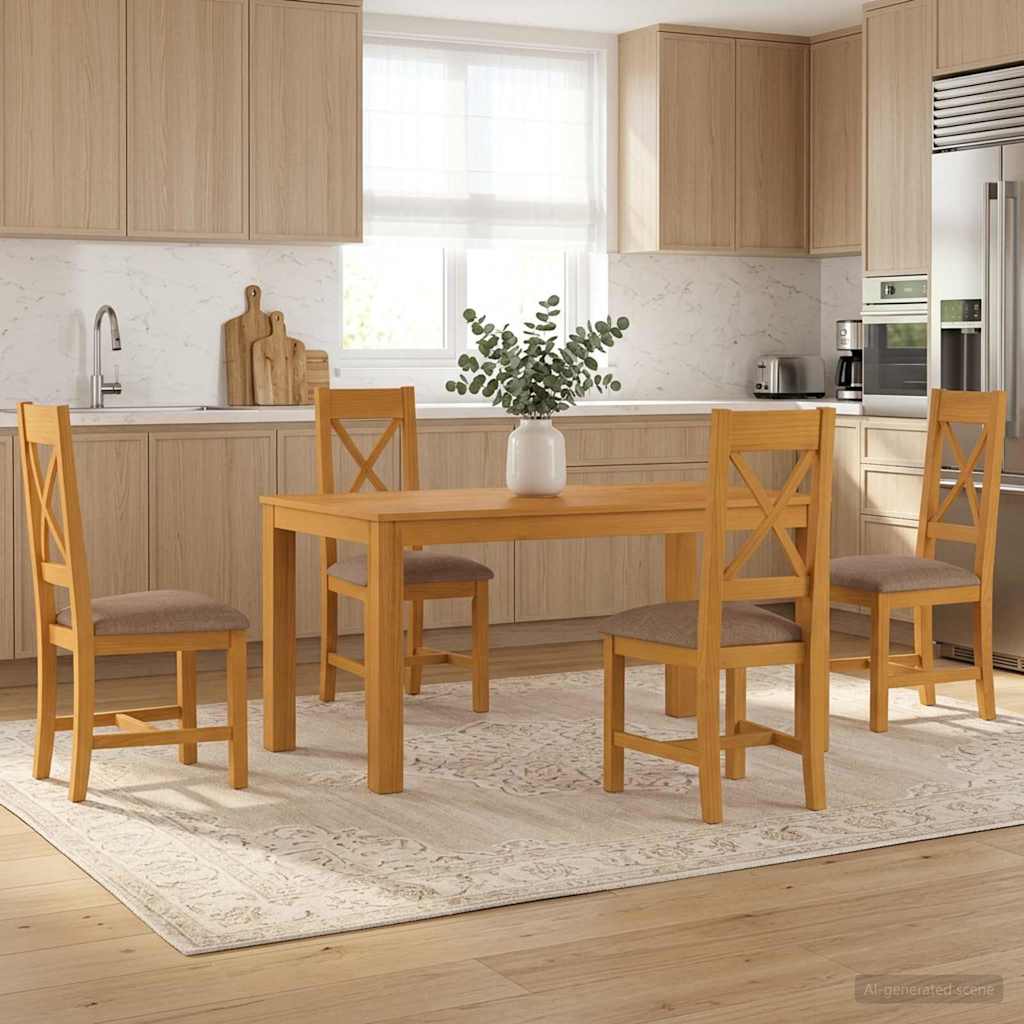 vidaXL Dining Set 5 pcs Grey Solid Oak Wood 1