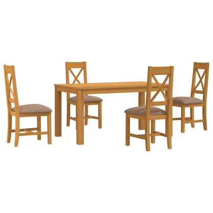 vidaXL Dining Set 5 pcs Grey Solid Oak Wood 2