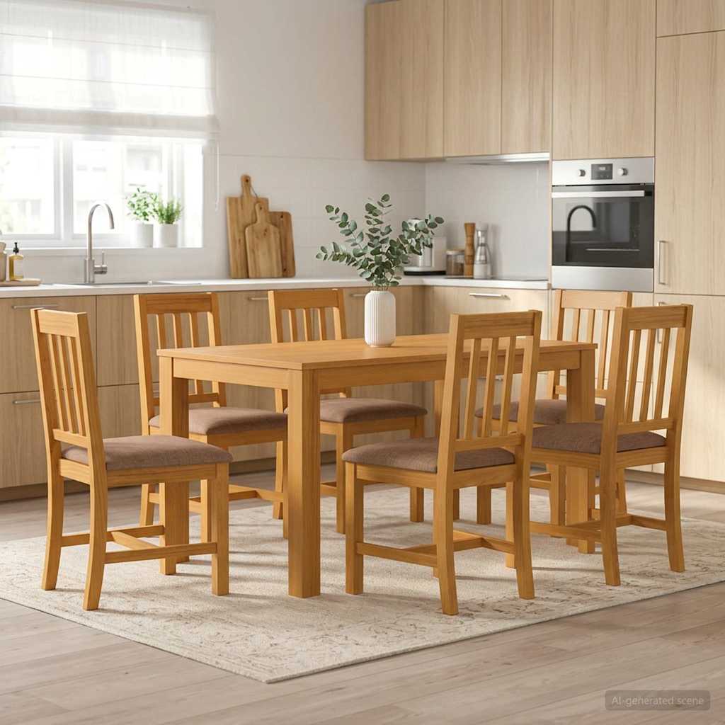 vidaXL Dining Set 7 pcs Grey Solid Oak Wood 1