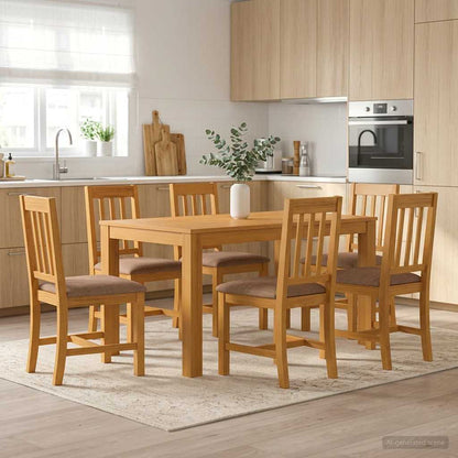 vidaXL Dining Set 7 pcs Grey Solid Oak Wood 1