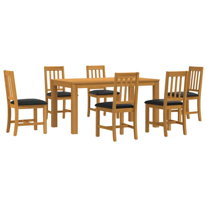 vidaXL Dining Set 7 pcs Black Solid Oak Wood 2