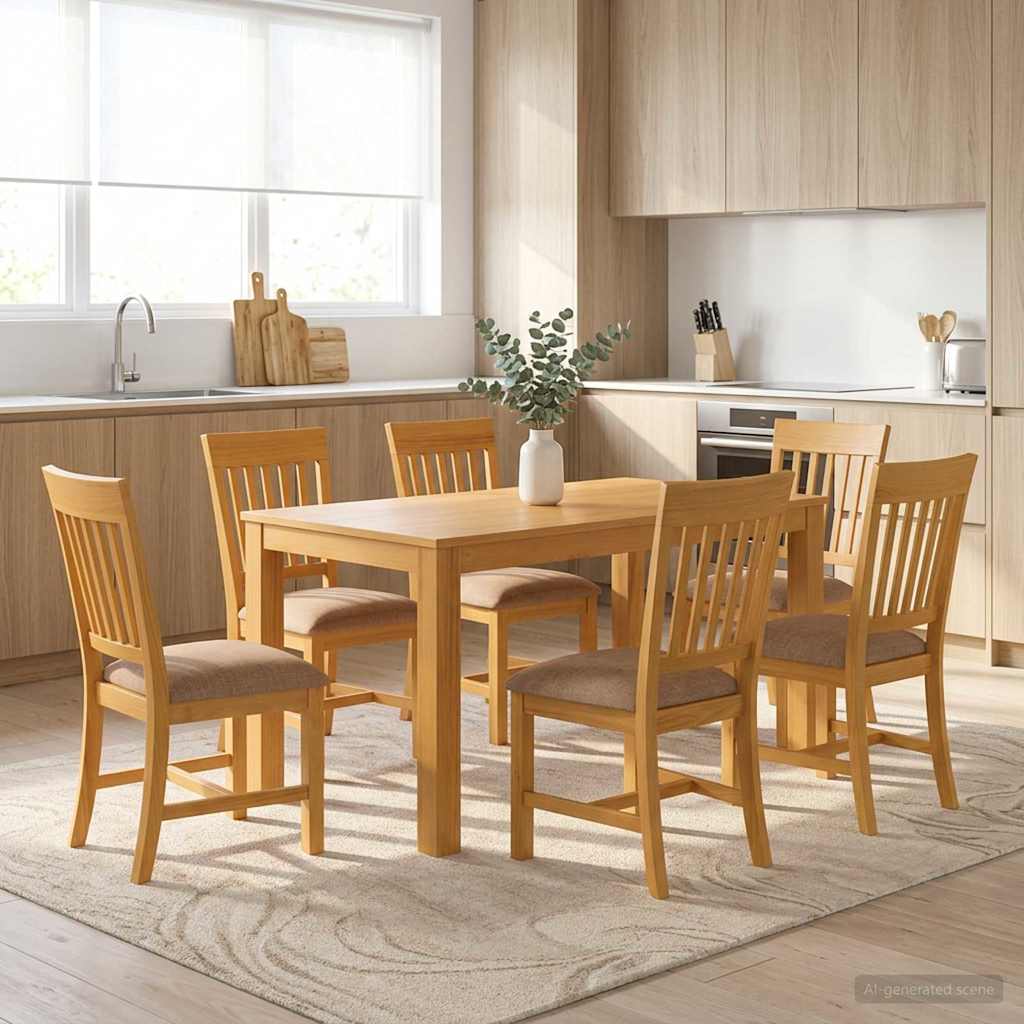 vidaXL Dining Set 7 pcs Grey Solid Oak Wood 1