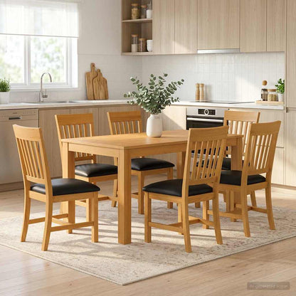vidaXL Dining Set 7 pcs Black Solid Oak Wood 1